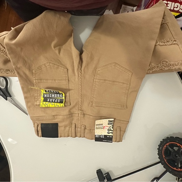 Men's Tan Bootcut Jeans - Picture 6 of 7